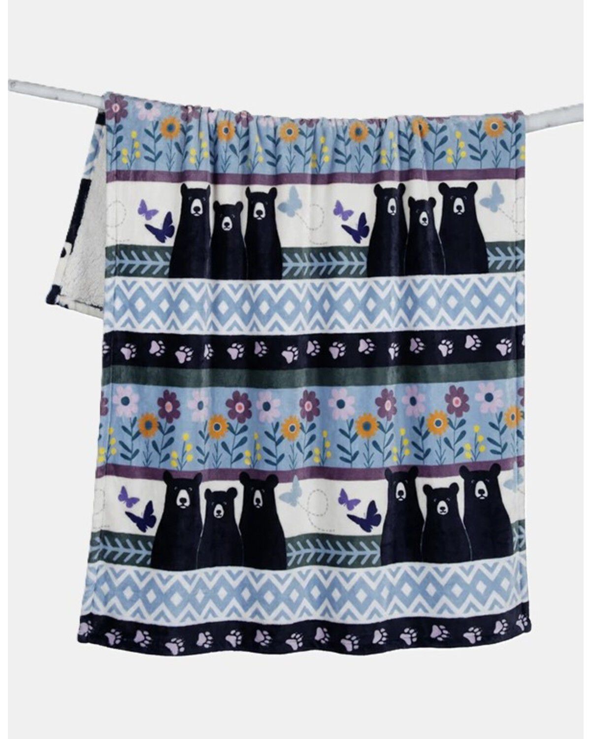 Carstens Home Bear Garden Plush Sherpa Throw Blanket, Multi, hi-res