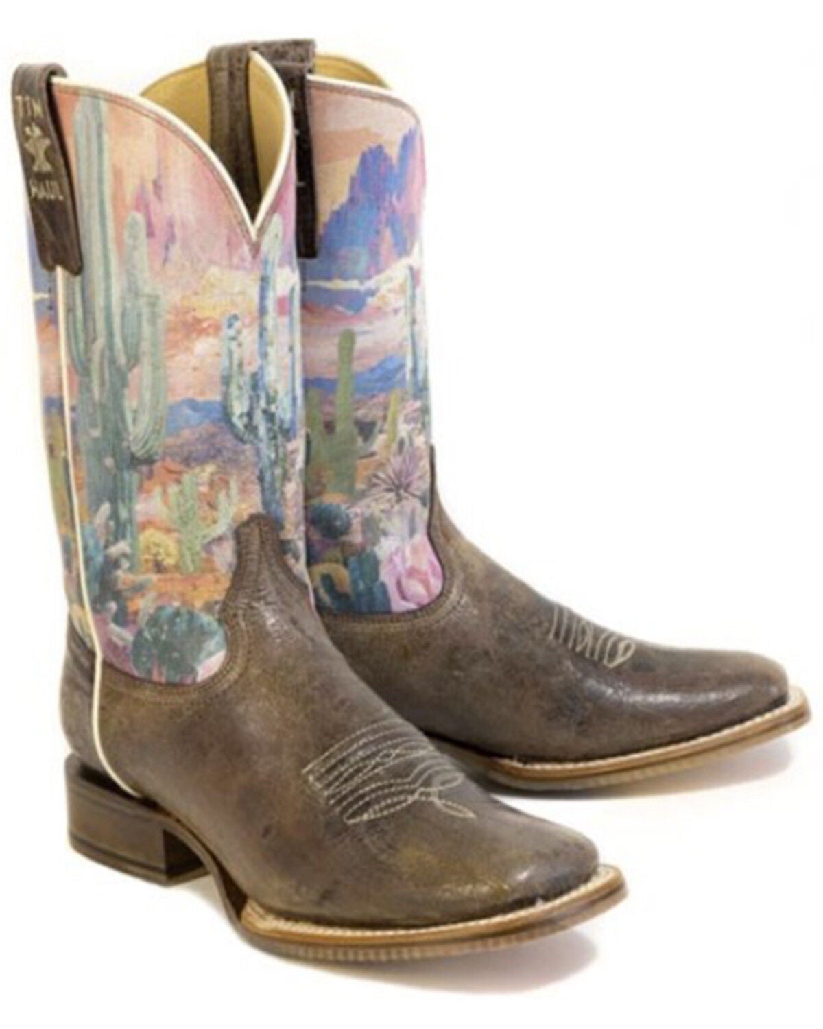Image #1 - Tin Haul Women's Cactita Western Boots - Broad Square Toe, Brown, hi-res