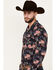 Image #2 - Rock & Roll Denim Men's Americana Print Long Sleeve Snap Stretch Western Shirt, Dark Blue, hi-res