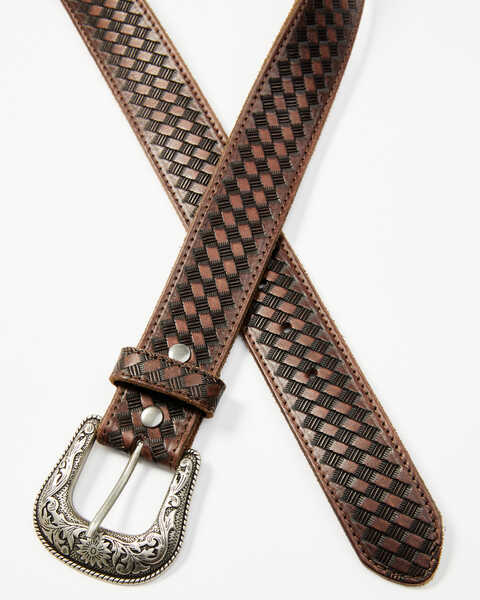 Image #2 - RANK 45® Men's Basketweave Belt with Knife Insert  , Brown, hi-res
