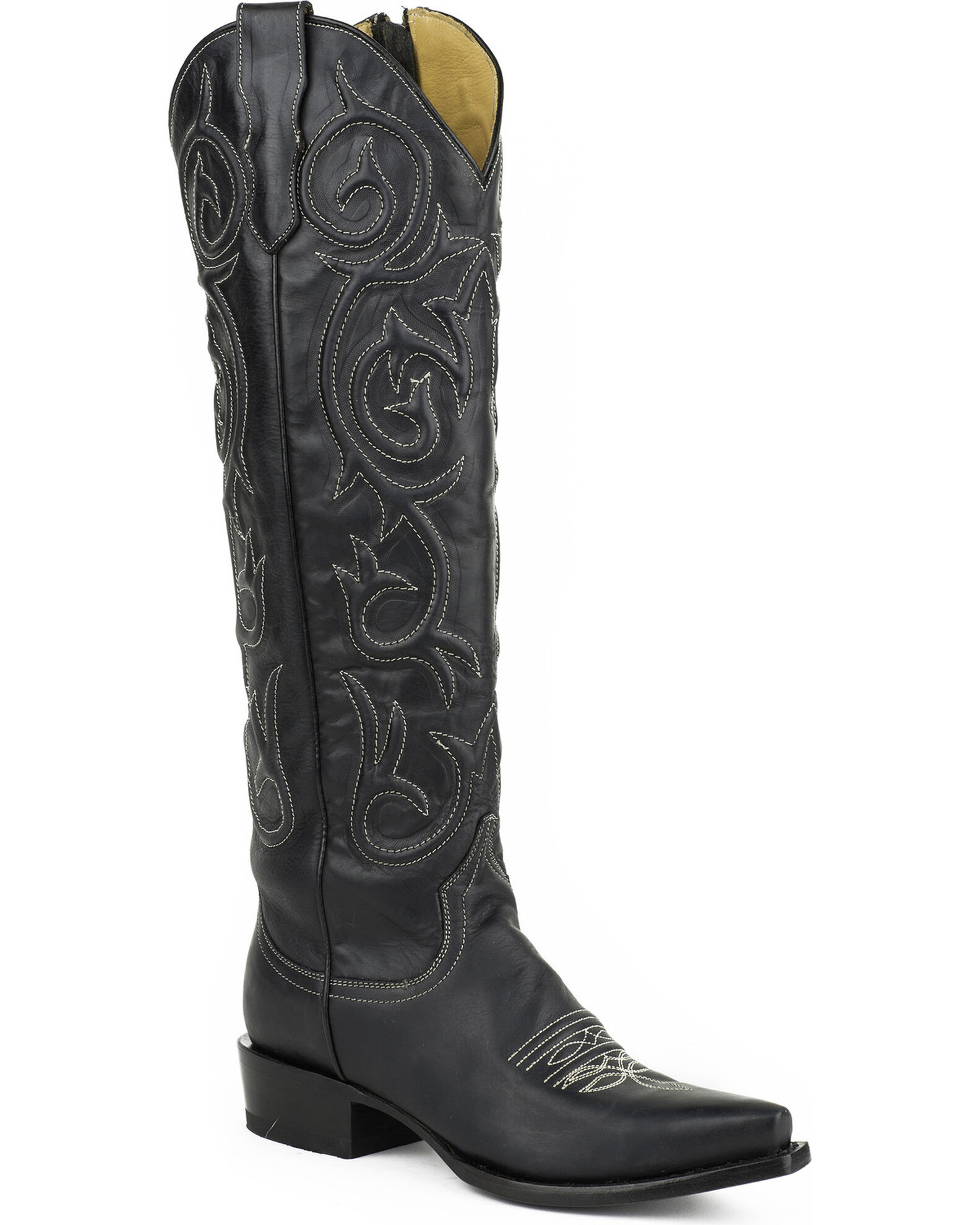 Stetson Women s Blair Black Corded Side Zip Western Boots Snip Toe Sheplers
