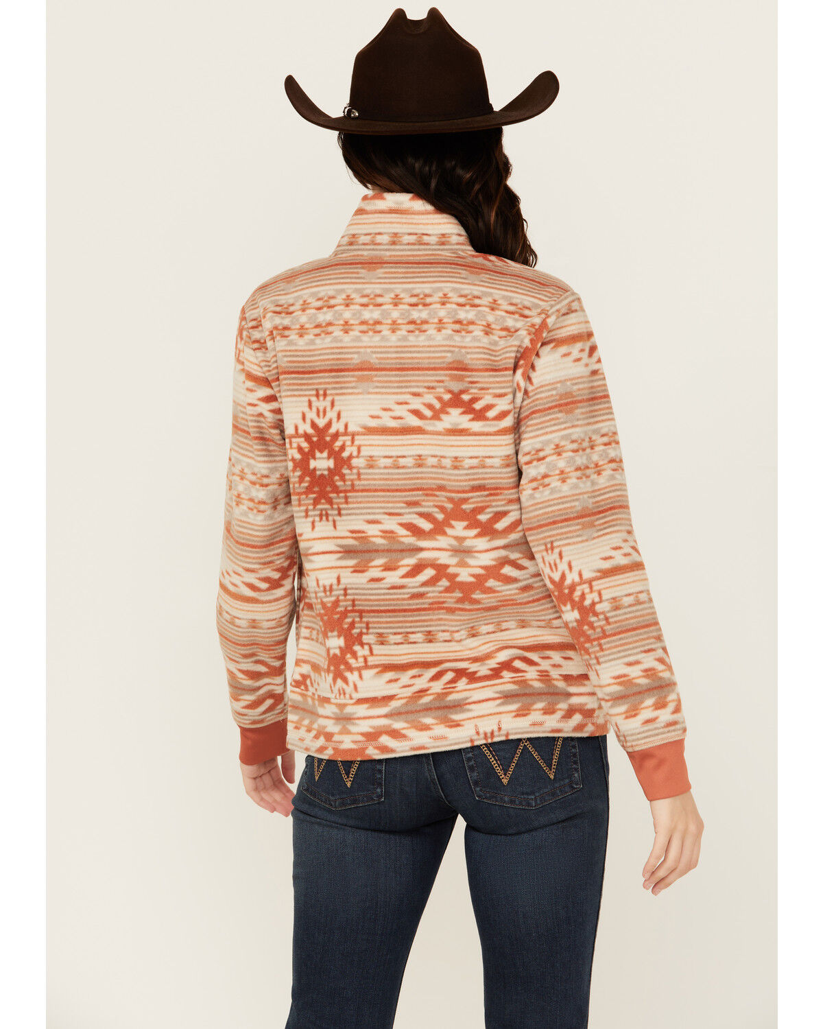 Image #4 - Cinch Women's Southwestern Print Fleece Long Sleeve Jacket, Stone, hi-res