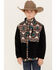 Hooey Boys' Southwestern Print Color Block Zip Softshell Jacket, Charcoal, hi-res