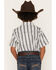 Image #4 - Ferrell Boys' Jake Tek Striped Print Short Sleeve Snap Performance Western Shirt, White, hi-res