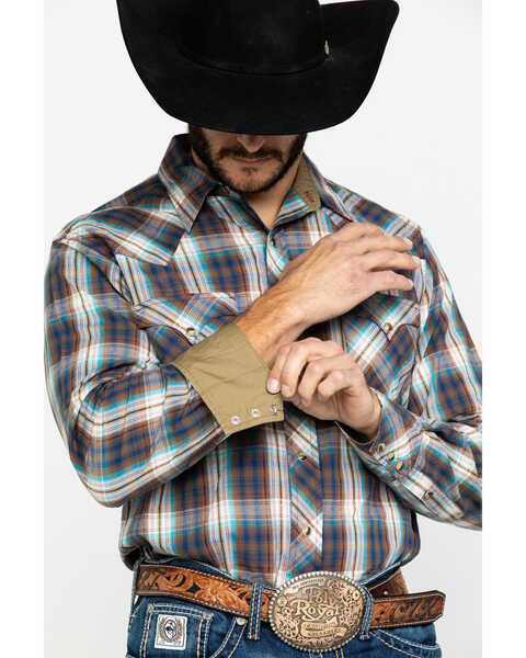 Image #4 - Roper Men's West Made Desert Dobby Plaid Long Sleeve Western Shirt , Multi, hi-res