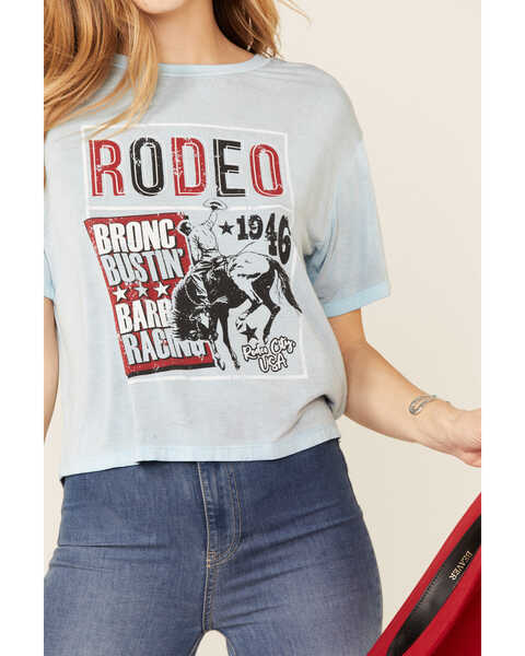 Image #3 - Rock & Roll Denim Women's Rodeo Bronco Bustin' Tee, Blue, hi-res