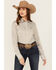 Image #1 - Cinch Women's Striped Long Sleeve Button-Down Western Shirt, Olive, hi-res