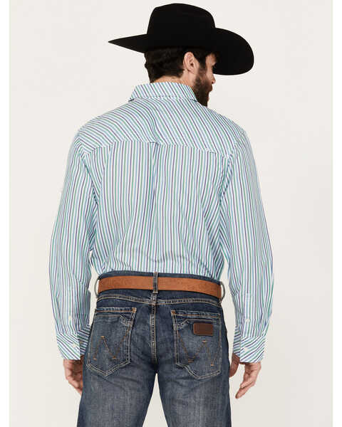 Image #4 - Resistol Men's Dillon Striped Long Sleeve Button Down Western Shirt, Green, hi-res