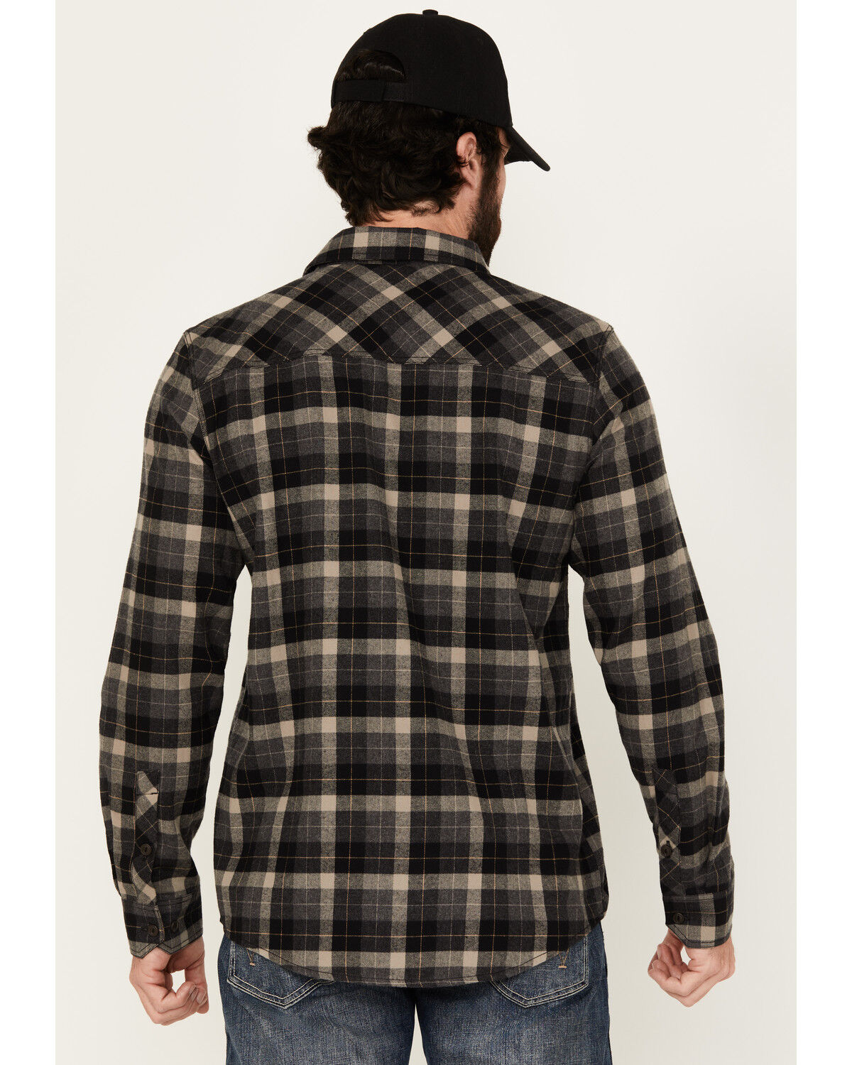 Image #4 - Brothers and Sons Men's Swede Plaid Print Long Sleeve Button-Down Western Shirt, Black, hi-res