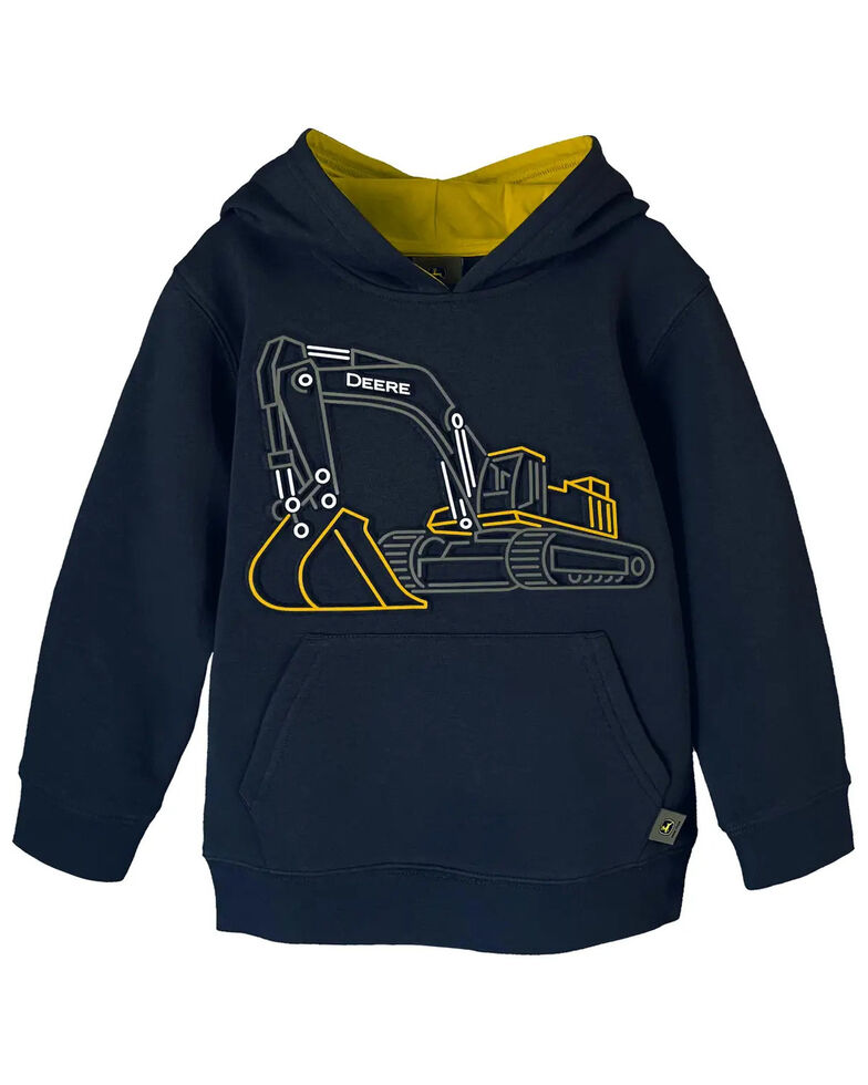 John Deere Toddler Boys' Construction Graphic Hooded Sweatshirt , Blue, hi-res