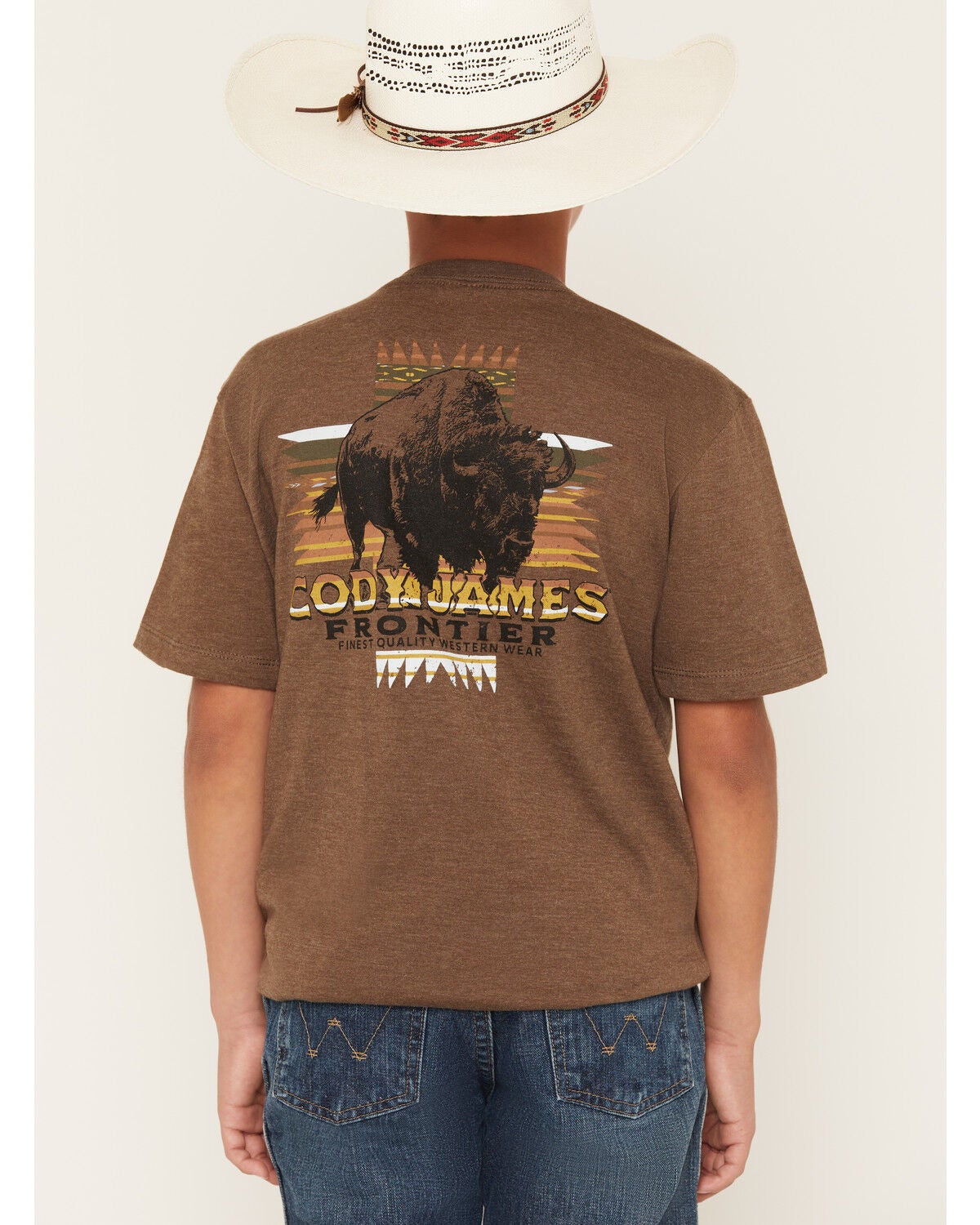 Cody James Boys' Frontier Bison Short Sleeve Graphic T-Shirt, Brown, hi-res