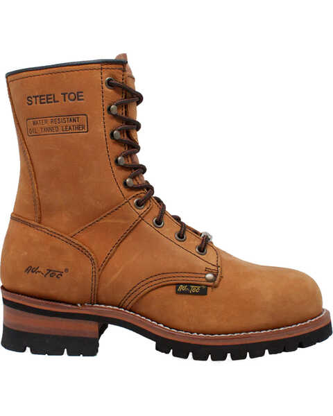 Image #2 - Ad Tec Men's 9" Leather Logger Boots - Steel Toe, Brown, hi-res
