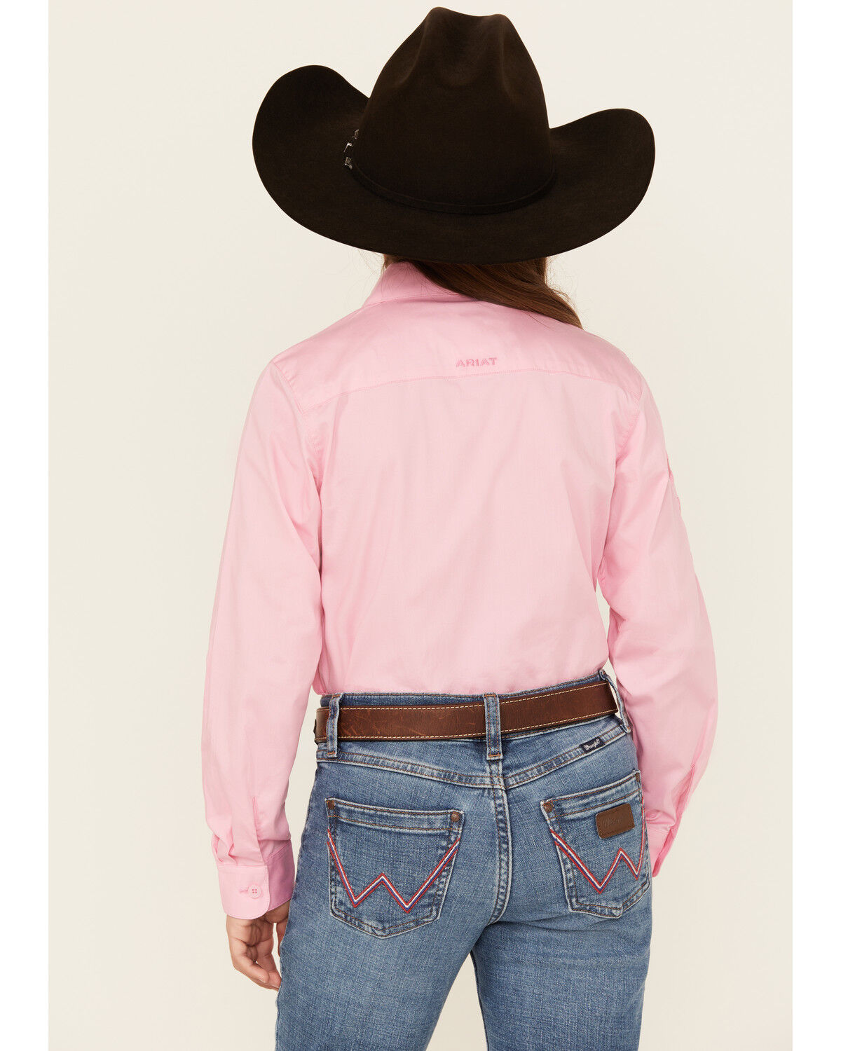 Image #4 - Ariat Girls' Team Kirby Long Sleeve Button-Down Western Shirt, Pink, hi-res