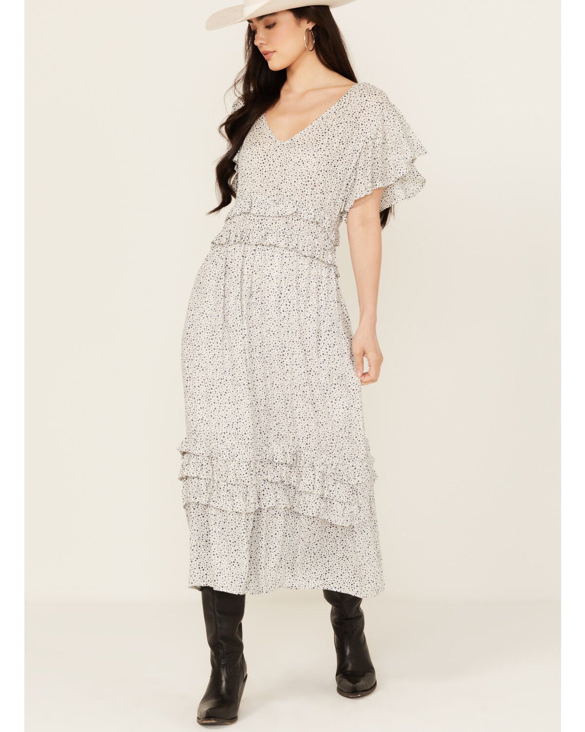 Stetson Women's Herringbone Midi Dress, White, hi-res