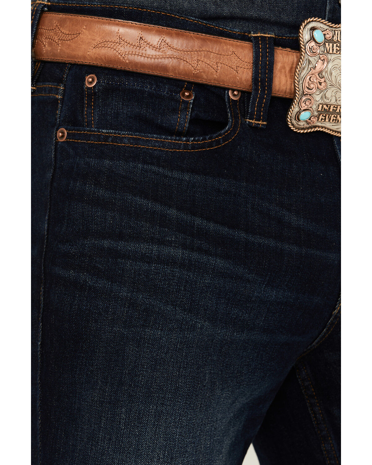 Image #2 - Blue Ranchwear Men's Carbon Dark Wash Slim Bootcut Stretch Denim Jeans, Dark Wash, hi-res