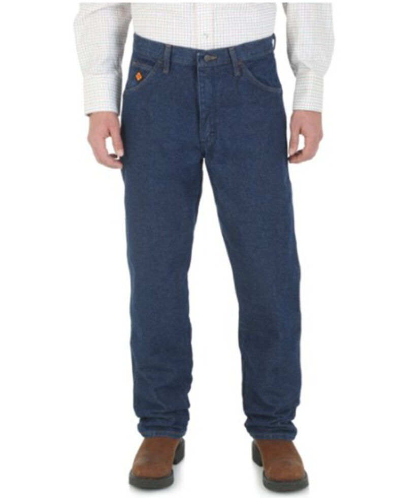 Wrangler Men's FR Flame Resistant Relaxed Fit Work Jeans - Big , Blue, hi-res