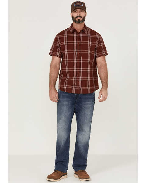 Image #2 - Brothers and Sons Men's Large Plaid Short Sleeve Button-Down Western Performance Shirt , Red, hi-res