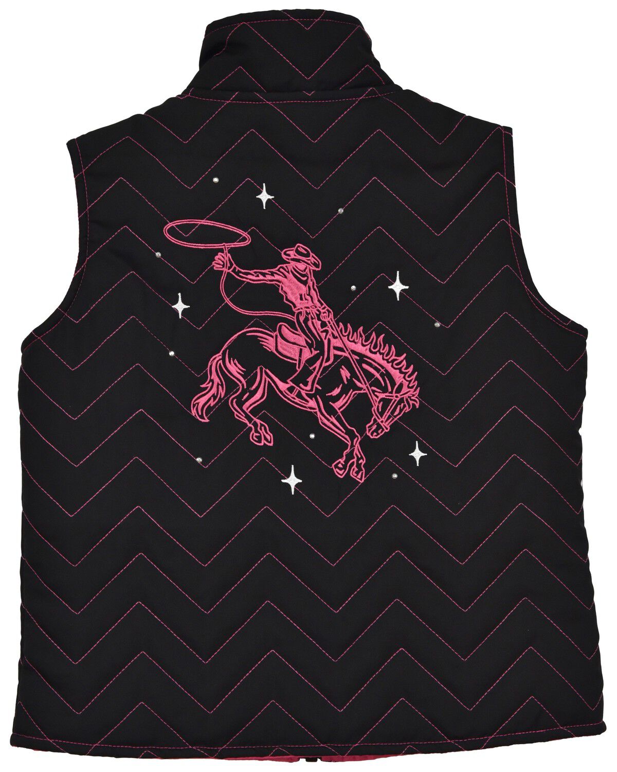 Cowgirl Hardware Girls' Rodeo Quilted Vest, Black, hi-res