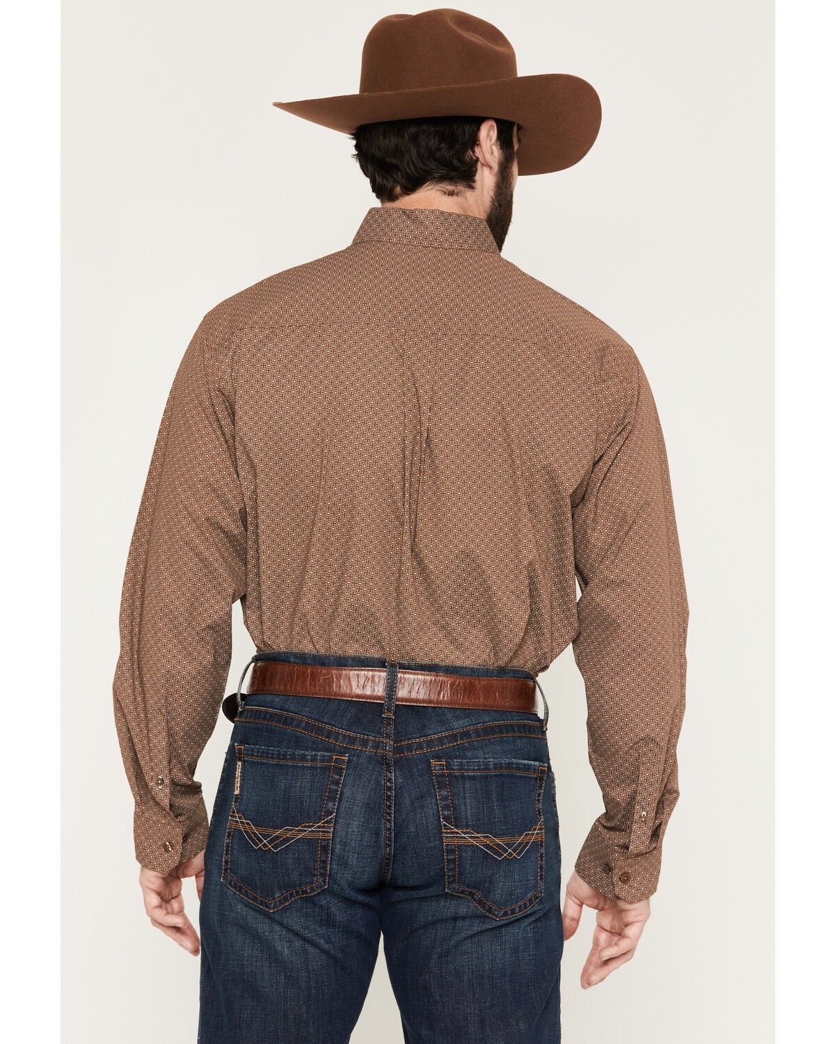 Image #4 - Cinch Men's Geo Print Long Sleeve Button-Down Stretch Western Shirt, Brown, hi-res