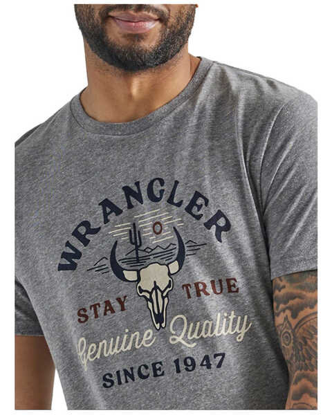 Image #2 - Wrangler Men's Stay True Logo Short Sleeve T-Shirt, Heather Grey, hi-res
