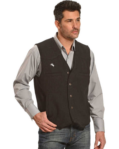 Wyoming Traders Men's Wyoming Wool Button Closure Vest, Black, hi-res