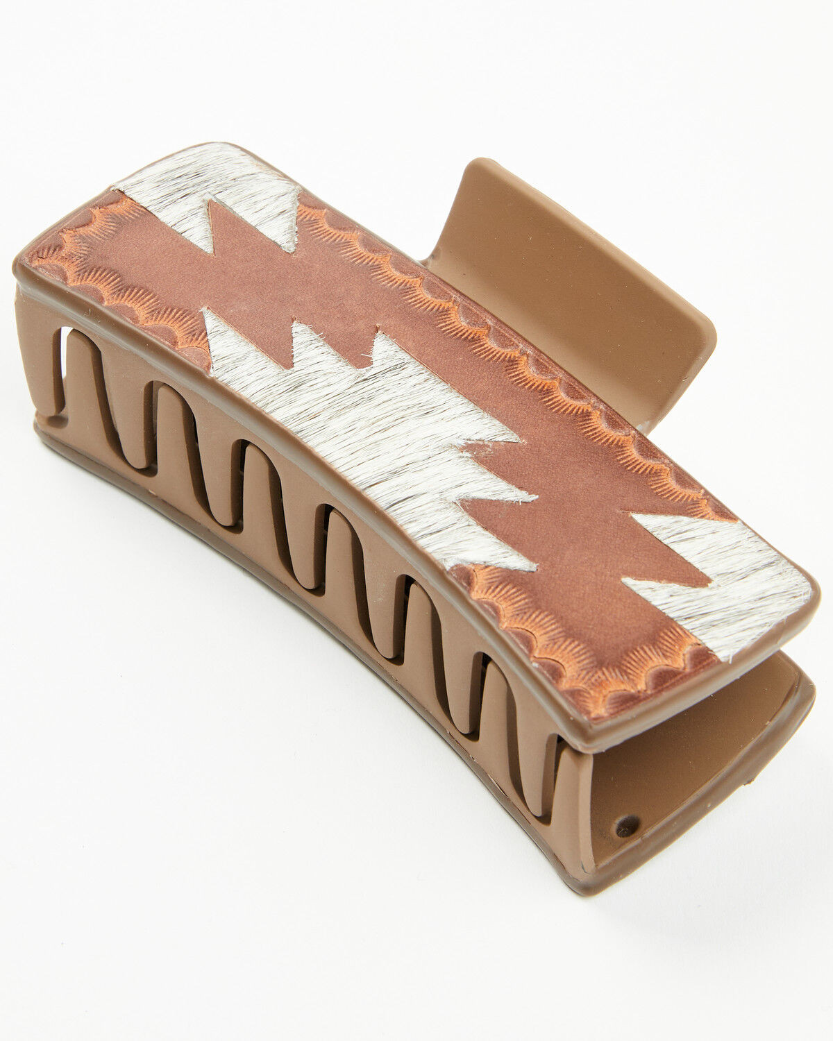 Image #3 - Shyanne Women's Hairon Leather Hair Clip, Brown, hi-res