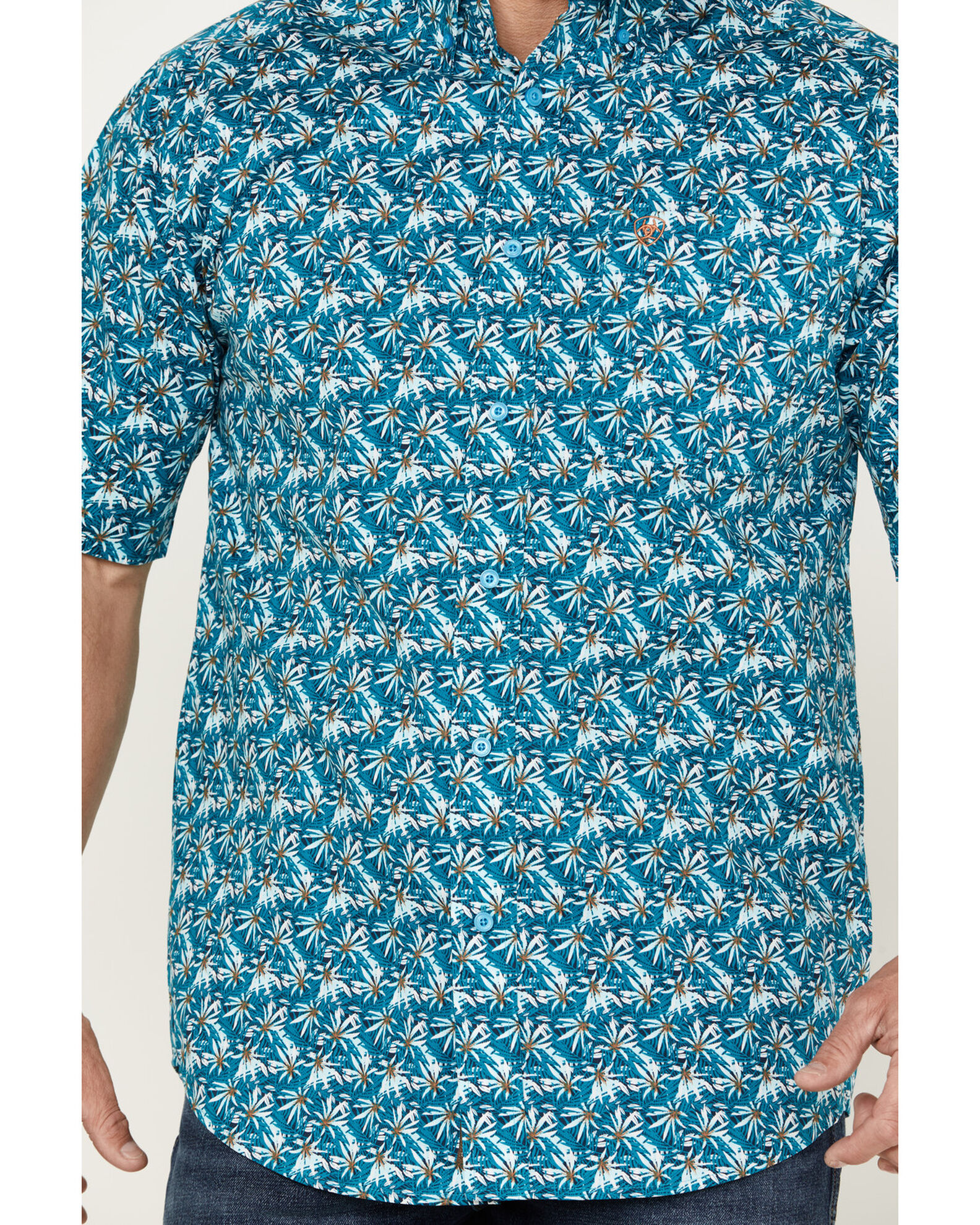 Image #3 - Ariat Men's Kavir Classic Fit Western Shirt, Teal, hi-res