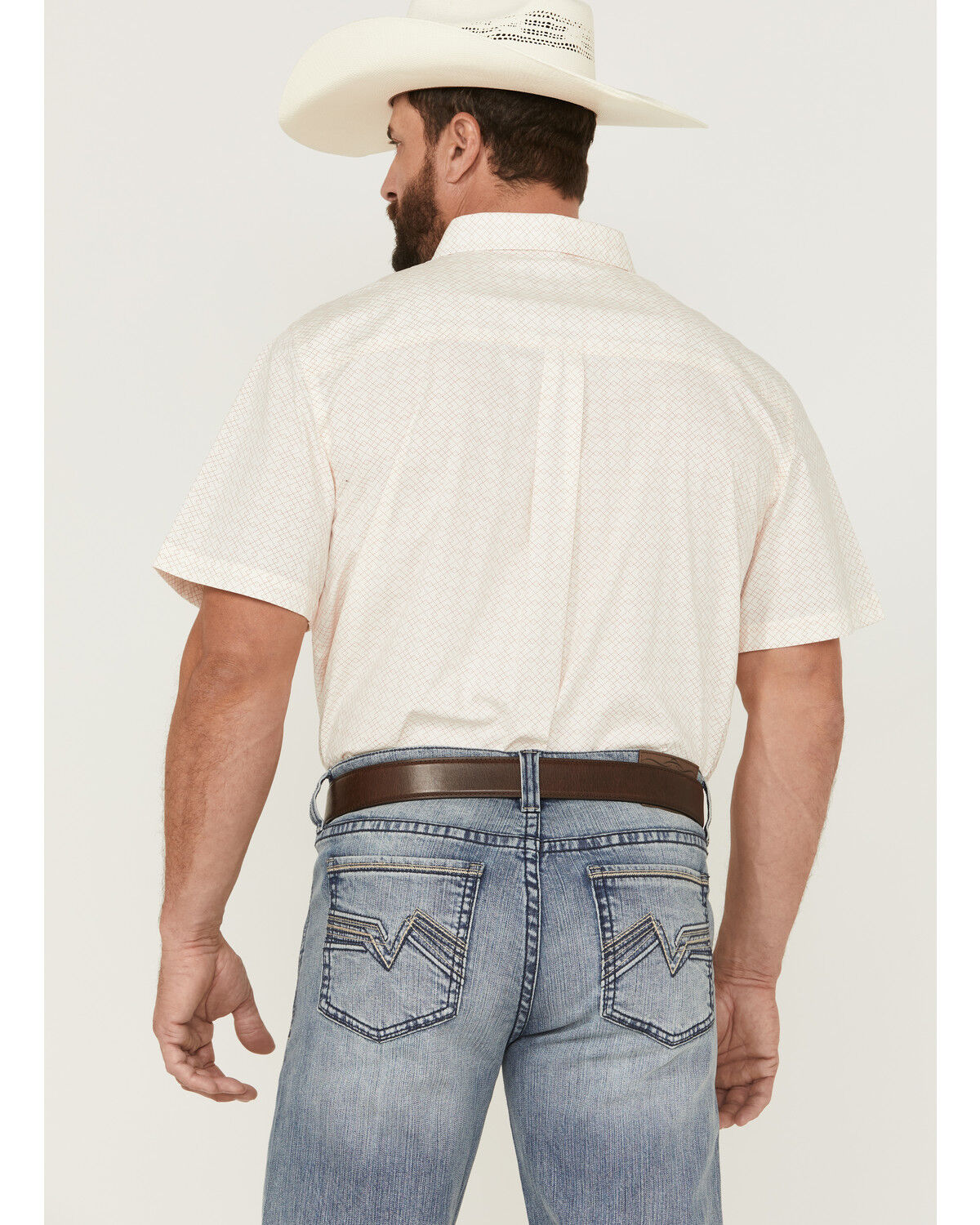 Image #4 - RANK 45® Men's Mustang Geo Print Short Sleeve Button-Down Western Shirt, Cream, hi-res