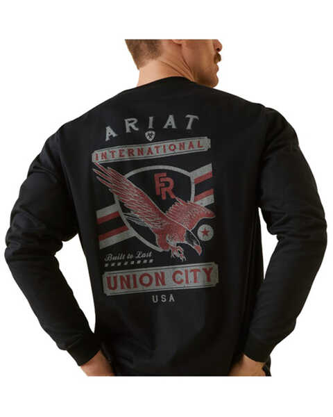 Ariat Men's FR Union Eagle Long Sleeve Graphic Work T-Shirt , Black, hi-res