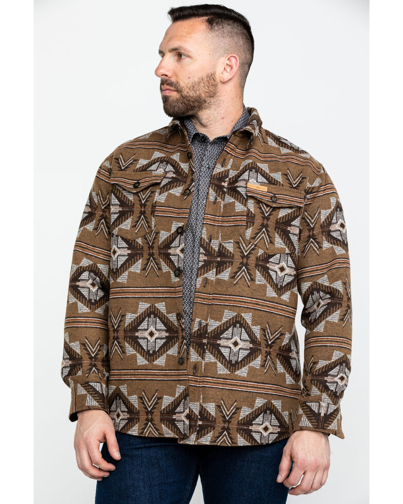 Powder River Outfitters Men's Southwestern Jacquard Shirt Jacket , Brown, hi-res