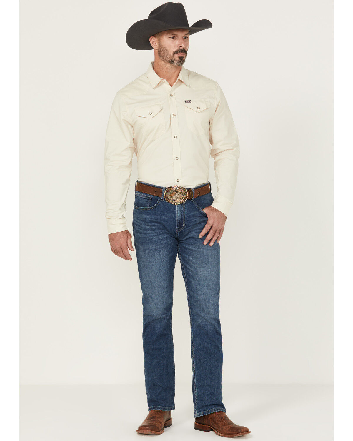 Image #1 - Wrangler 20X Men's Beckner 42 Medium Wash Slim Bootcut Stretch Denim Jeans, Medium Wash, hi-res
