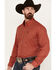 Image #2 - Cinch Men's Checkered Print Long Sleeve Button Down Shirt, Red, hi-res