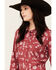 Image #2 - Wrangler Women's Southwestern Print Long Sleeve Pearl Snap Western Shirt , Red, hi-res