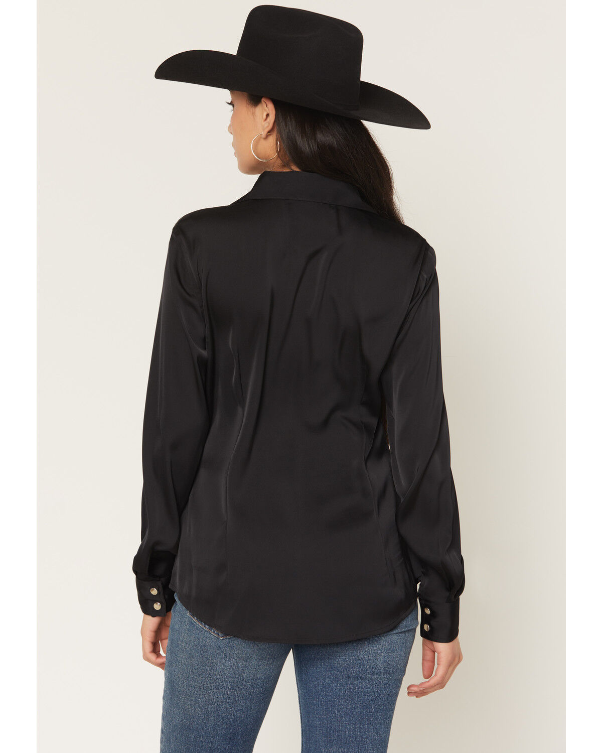 Image #4 - Wrangler X Lainey Wilson Women's Paisley Embroidered Long Sleeve Snap Satin Western Shirt, Black, hi-res
