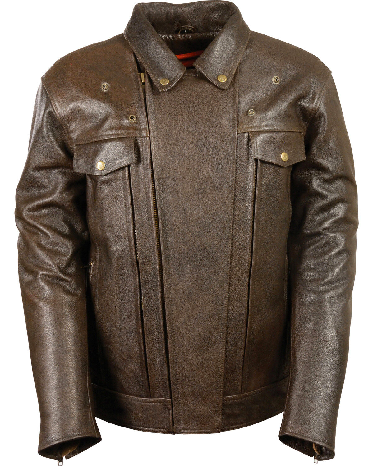 Image #2 - Milwaukee Leather Men's Brown Utility Pocket MC Jacket - Big 3X, Brown, hi-res