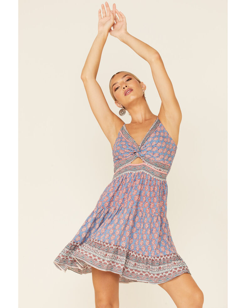 Angie Women's Paisley Print Dress, Blue, hi-res