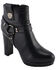 Image #1 - Milwaukee Leather Women's Block Heel Harness Booties - Round Toe, Black, hi-res