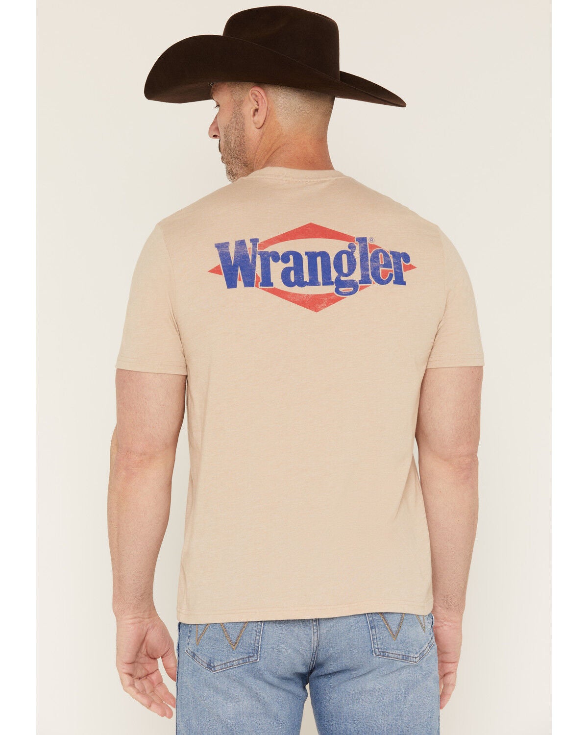 Image #1 - Wrangler Men's Logo Short Sleeve Graphic T-Shirt, Sand, hi-res
