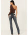 Image #1 - Grace in LA Women's Medium Wash Mid Rise Cross Pocket Bootcut Jeans , Medium Wash, hi-res