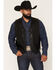 Image #1 - Cody James Men's Hogan Faux Leather Braided Trim Button-Down Vest, Black, hi-res