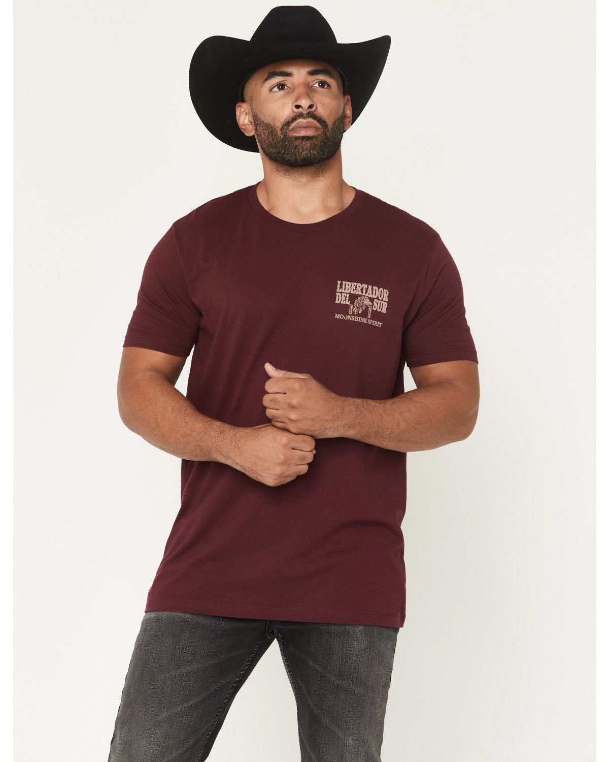 Image #2 - Moonshine Spirit&reg; Men's Libertado Logo Short Sleeve Graphic T-Shirt, Burgundy, hi-res
