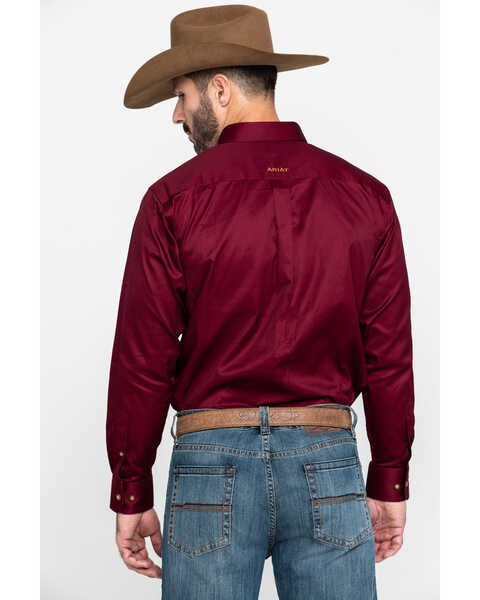 Image #2 - Ariat Men's Burgundy Solid Twill Long Sleeve Western Shirt - Big & Tall , Burgundy, hi-res