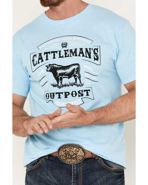 Cinch Men's Cattleman's Outpost Short Sleeve Graphic T-Shirt, Light Blue, hi-res