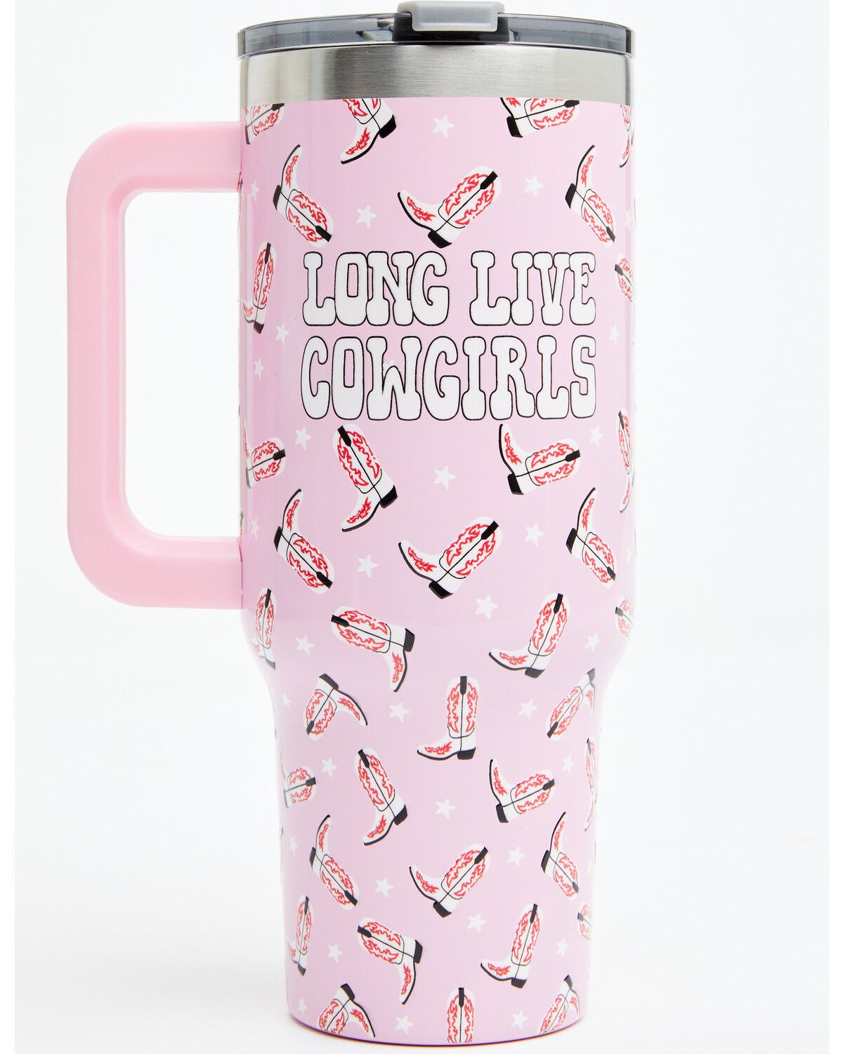 Image #1 - Boot Barn 40oz Long Live Cowgirls Tumbler With Handle, Pink, hi-res