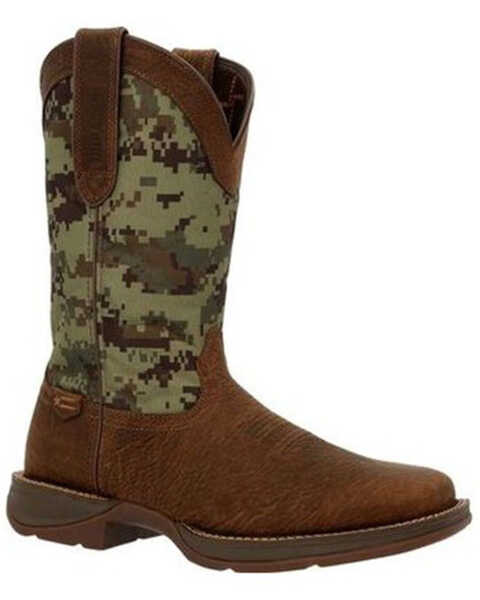Image #1 - Durango Men's Rebel Camo Western Boots - Broad Square Toe, Brown, hi-res