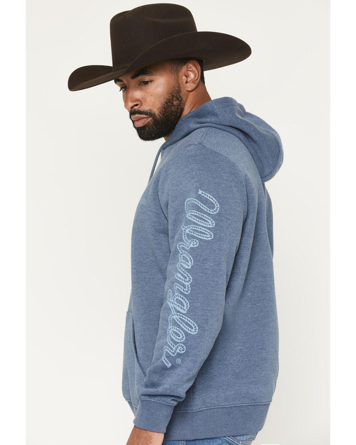 Image #2 - Wrangler Men's Logo Graphic Hooded Sweatshirt, Blue, hi-res