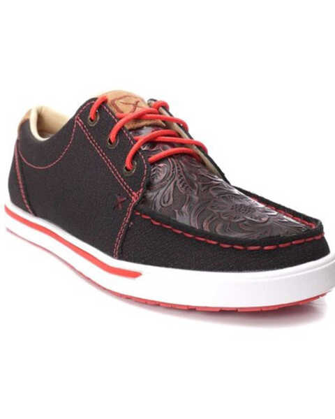 Image #1 - Twisted X Women's Tooled Casual Shoes - Moc Toe, Black, hi-res