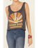 Goodie Two Sleeves Women's Charcoal Southern Sunsets Graphic Crop Tank Top, Charcoal, hi-res