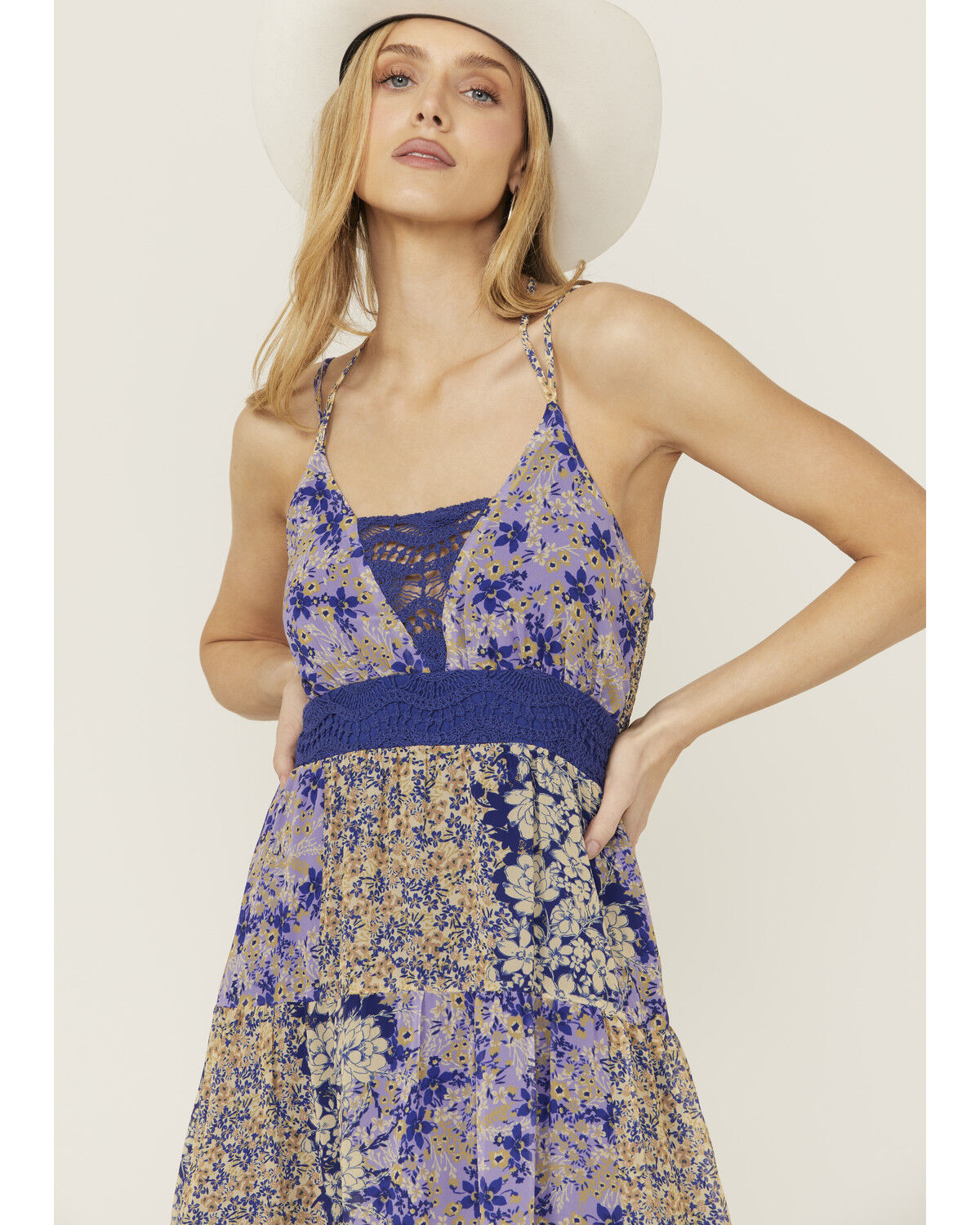 Image #2 - Miss Me Women's Floral Print Maxi Dress, Blue, hi-res