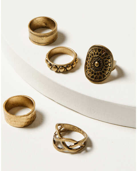 Image #1 - Shyanne Women's Rosa Lane Southwestern Circle Ring Set - 5 Piece, Gold, hi-res